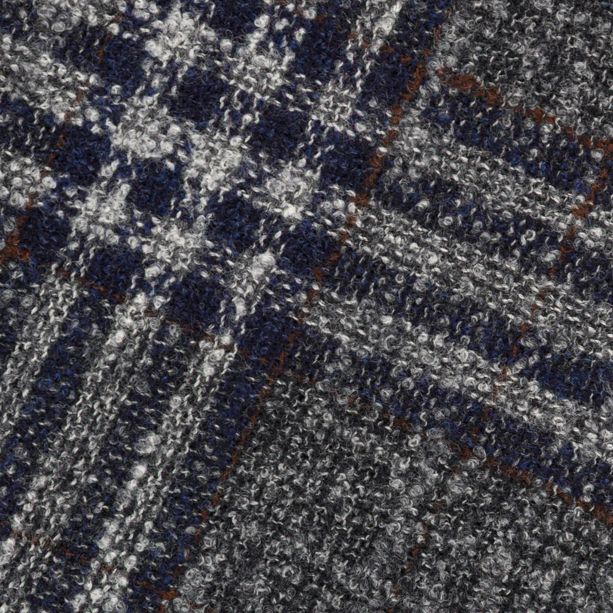 Checked Bespoke Wool Tie - Grey / Navy