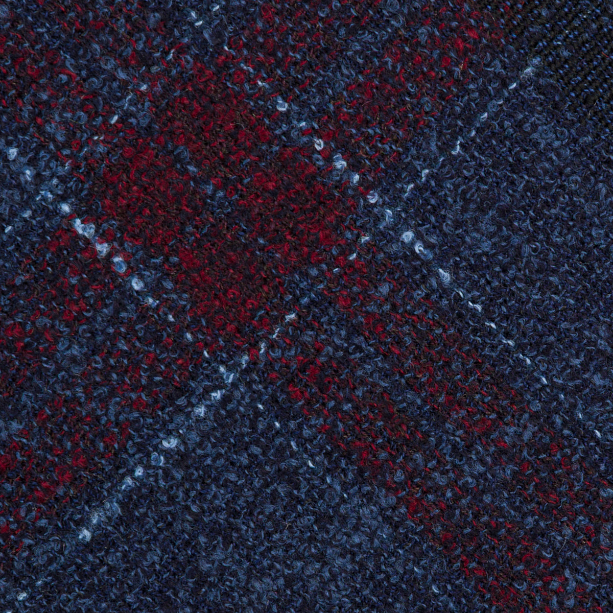 Checked Bespoke Wool Tie - Navy / Burgundy