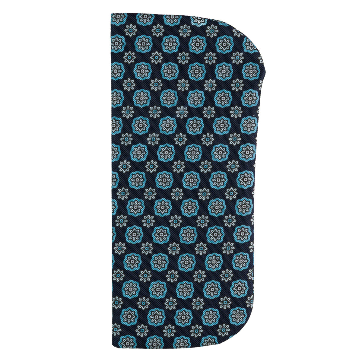 Floral Printed Silk Glasses Case - Navy