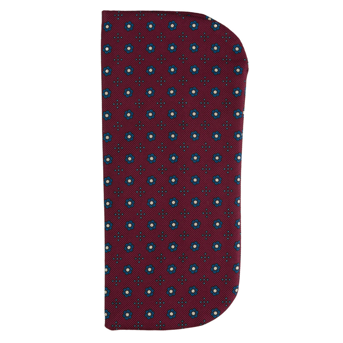 Floral Printed Silk Glasses Case - Burgundy