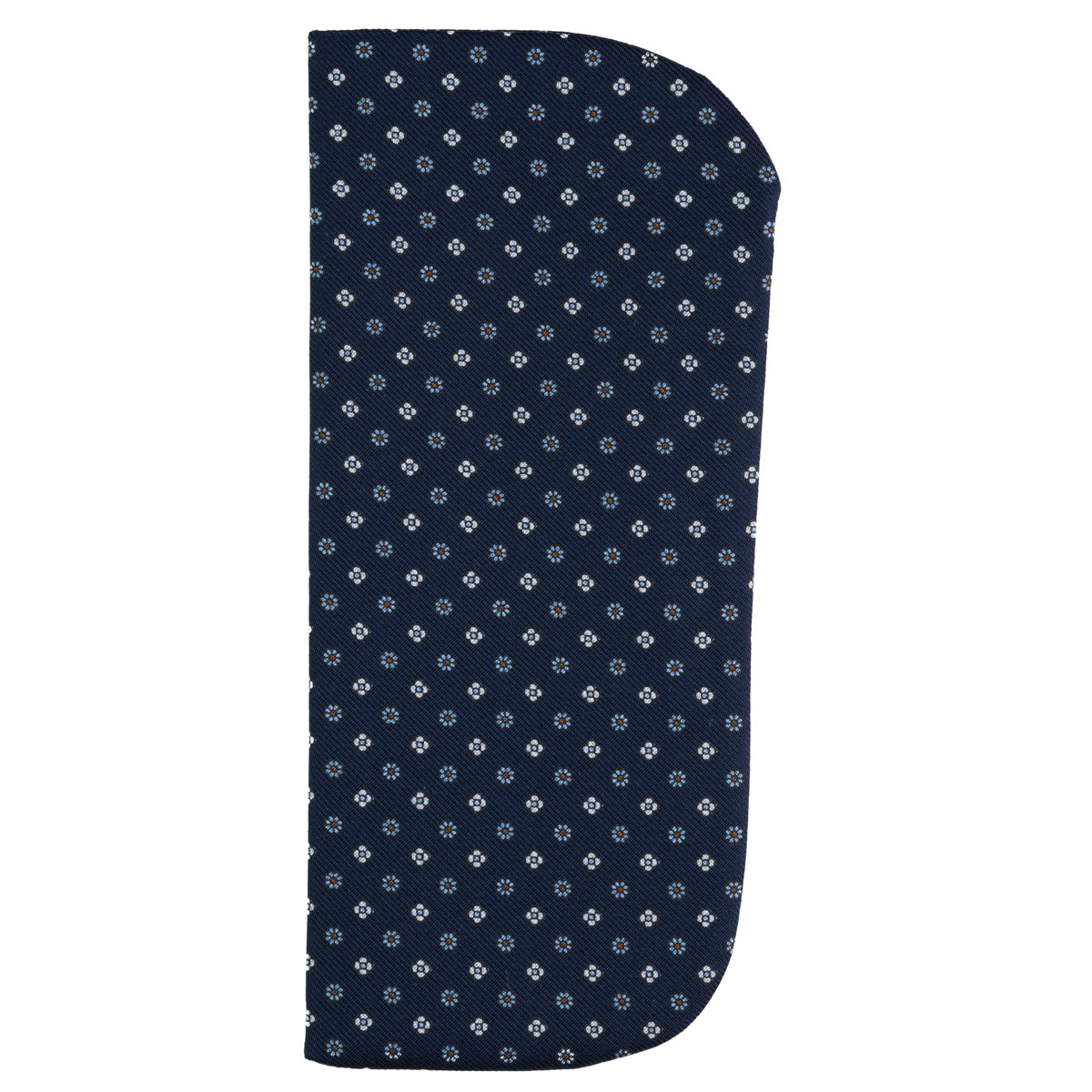 Floral Printed Silk Glasses Case - Navy
