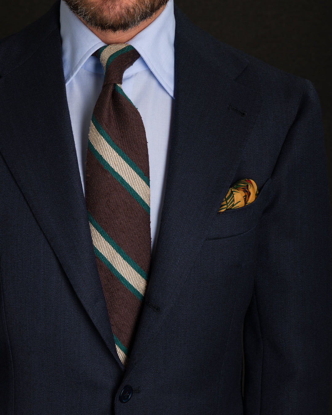 Animal Motif Wool / Silk Pocket Square - Melon - 40x40cm