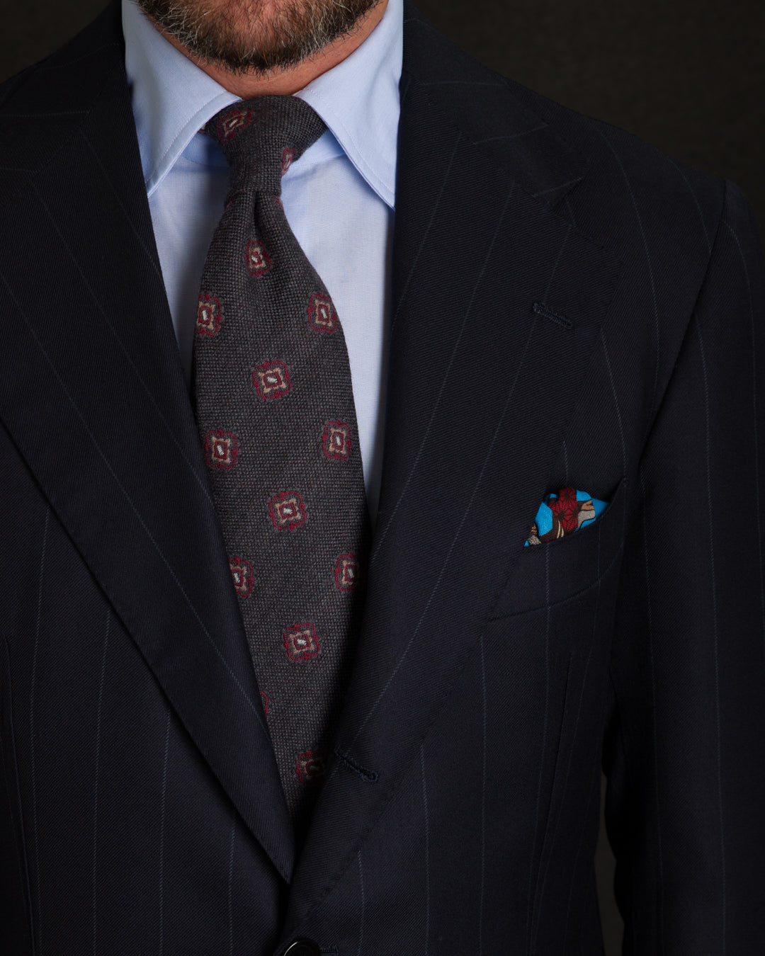 Geometrical Wool Tie - Brown/Grey - Self-Tipped
