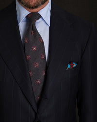 Geometrical Wool Tie - Brown/Grey - Self-Tipped