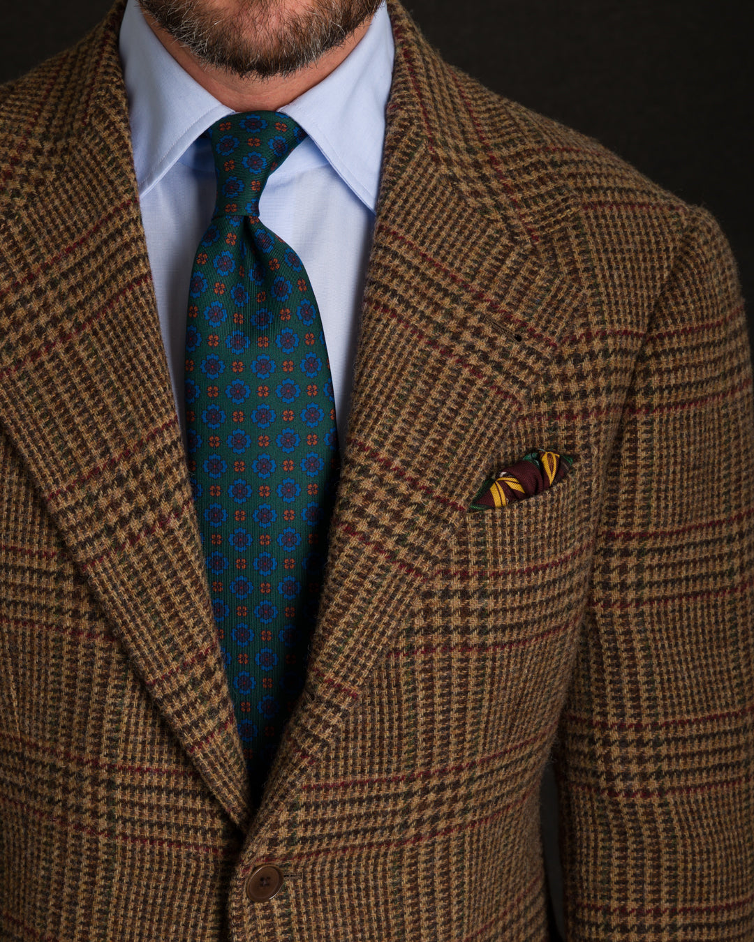 Animal Motif Wool / Silk Pocket Square - Burgundy - 40x40cm