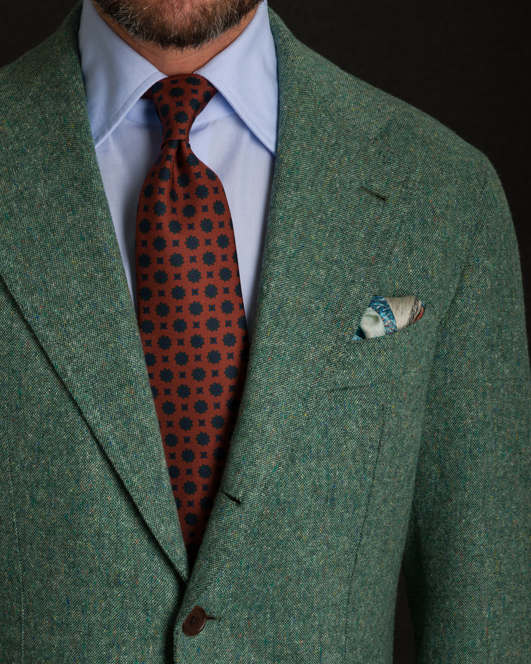 Ancient Madder Silk Tie - Terracotta - Hand-Rolled