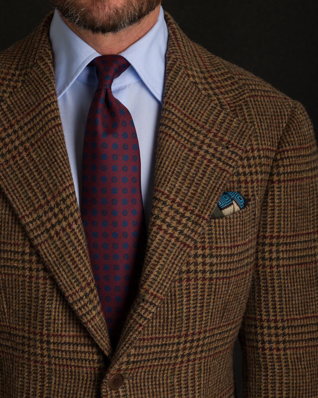 Ancient Madder Silk Tie - Burgundy - Hand-Rolled