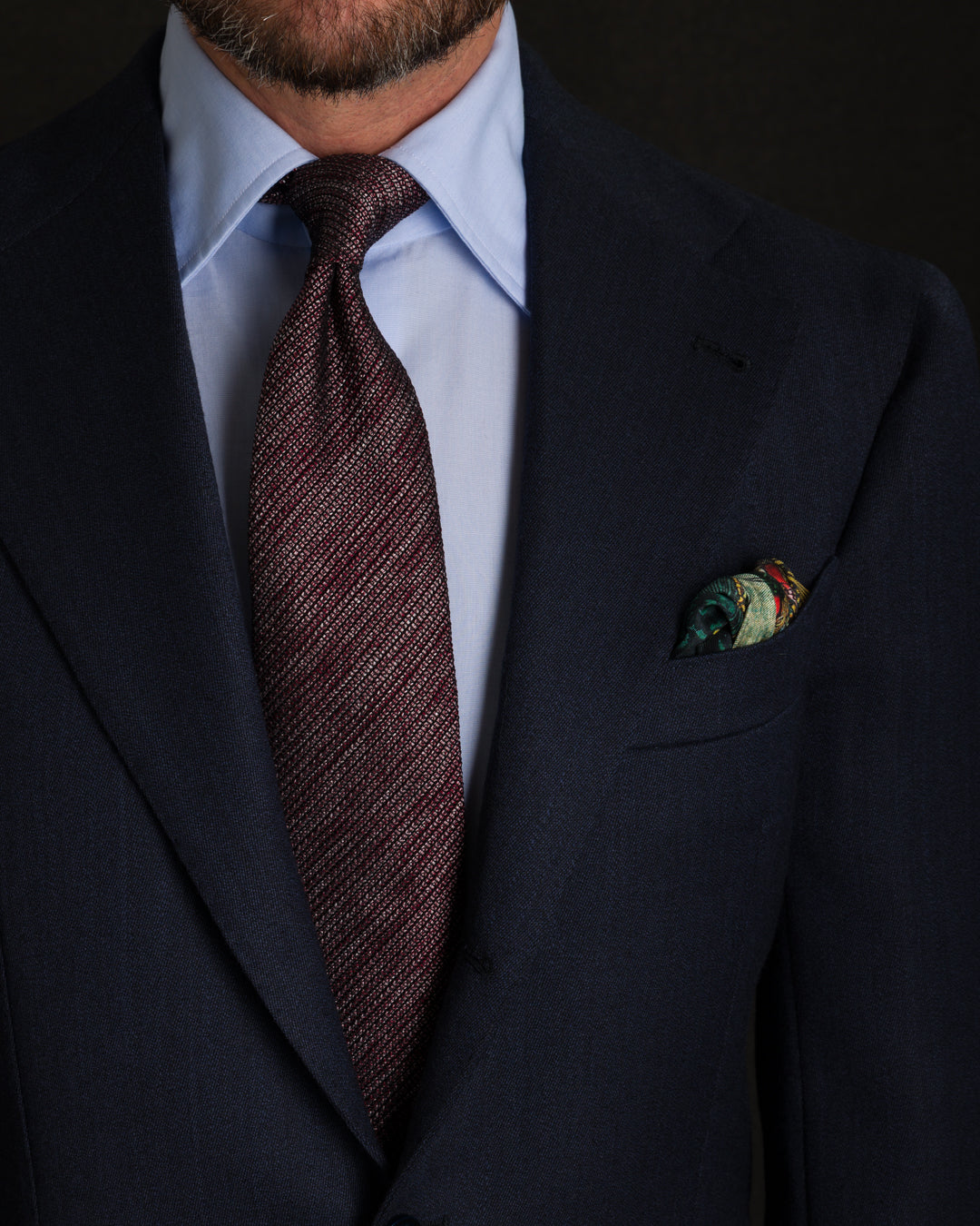 Kuska Handwoven Fina Grenadine Silk Tie  - Burgundy Mottled