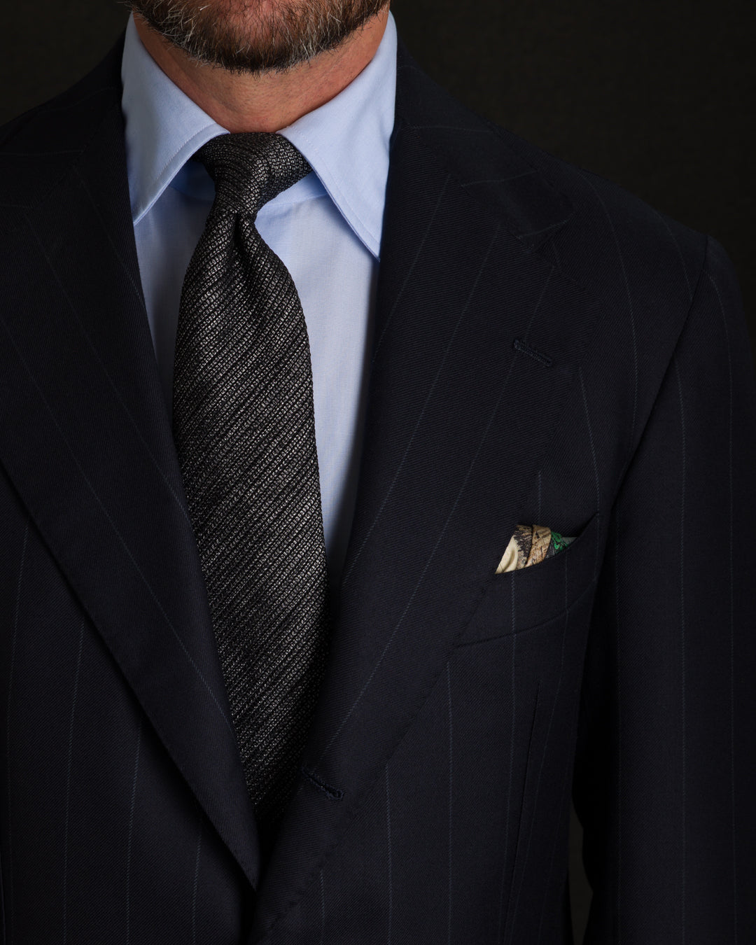 Kuska Handwoven Fina Grenadine Silk Tie  - Black Mottled