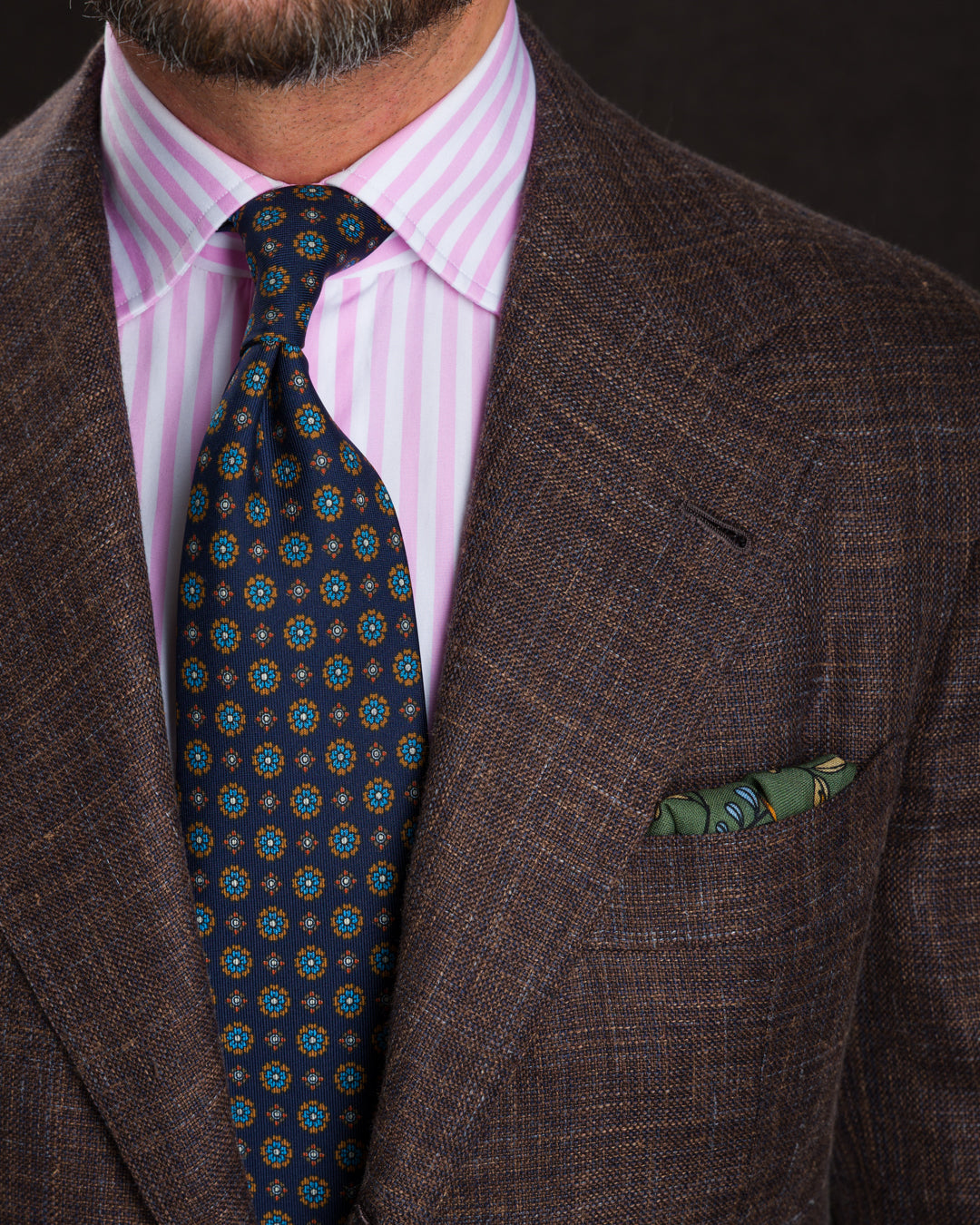 Animal Motif Wool / Silk Pocket Square - Army - 40x40cm