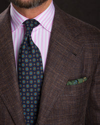 Animal Motif Wool / Silk Pocket Square - Army - 40x40cm