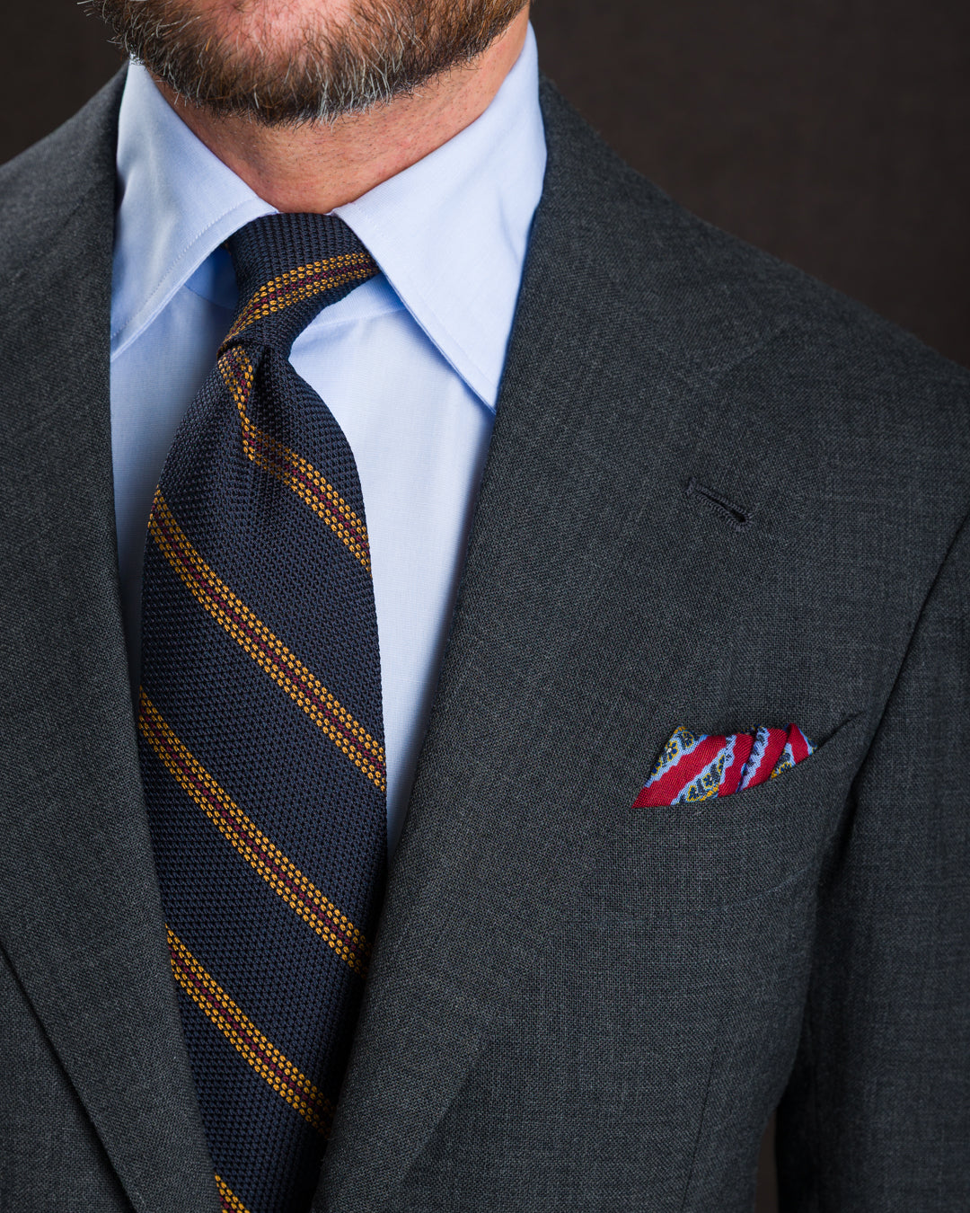 Paisley Motif Wool / Silk Pocket Square - Red - 40x40cm