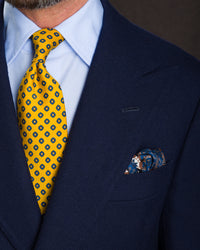 8 Bit Motif Silk Pocket Square - Grey / Brown - 40x40cm