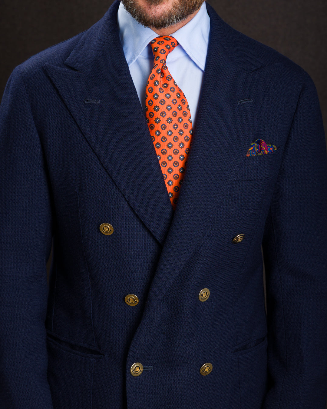 Floral Printed Silk Tie - Orange - Hand-Rolled