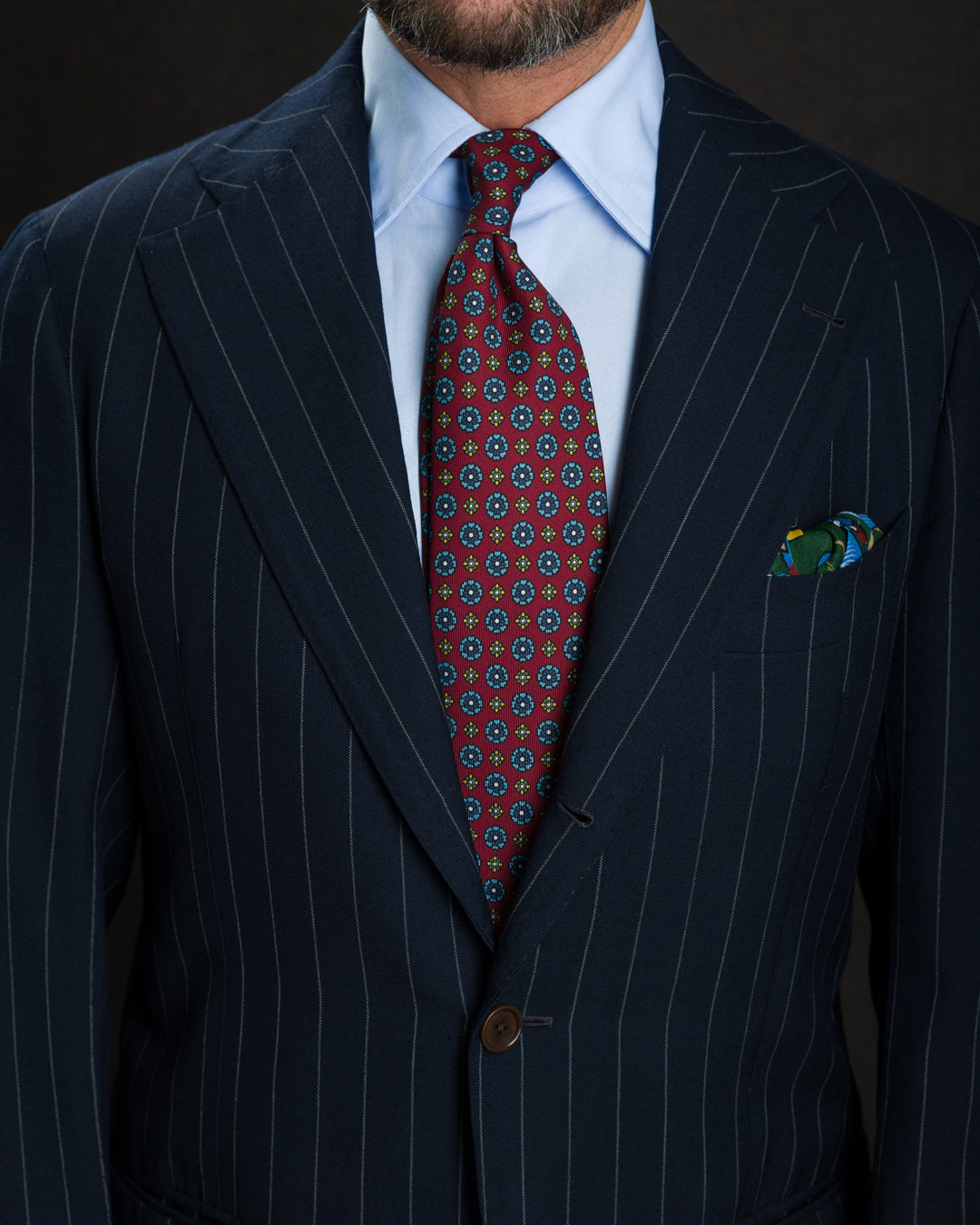 Floral Printed Silk Tie - Cherry - Hand-Rolled