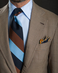 Samurai Motif Wool / Silk Pocket Square - Navy - 40x40cm