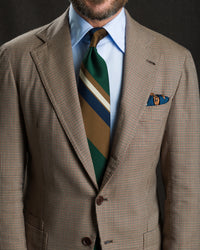 Japanese Repp Stripe Silk Tie - Navy / Forest / Brown / Cream