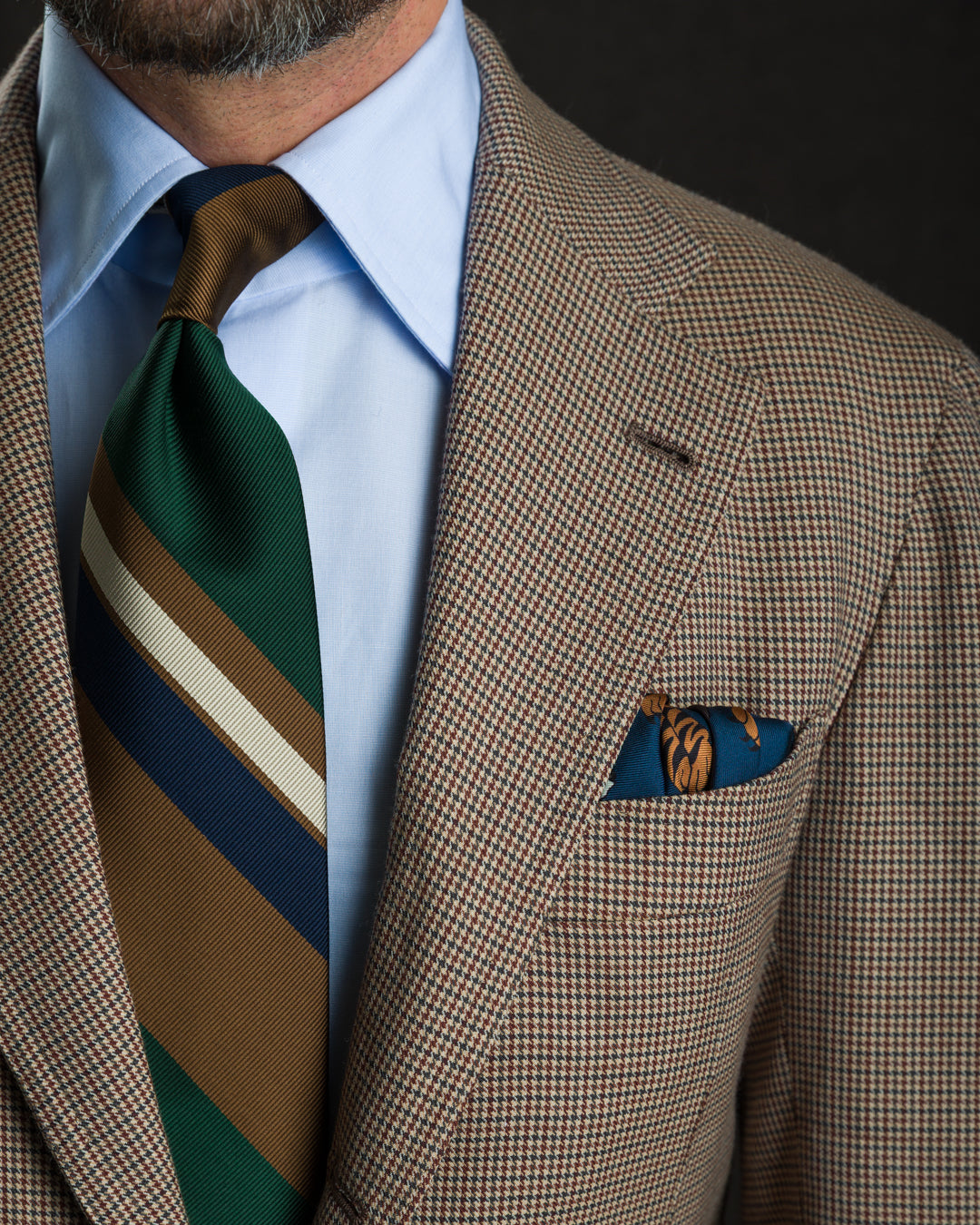 Animal Motif Silk Pocket Square - Navy - 40x40cm