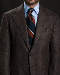 Japanese Repp Stripe Silk Tie - Navy / Rust / Sky