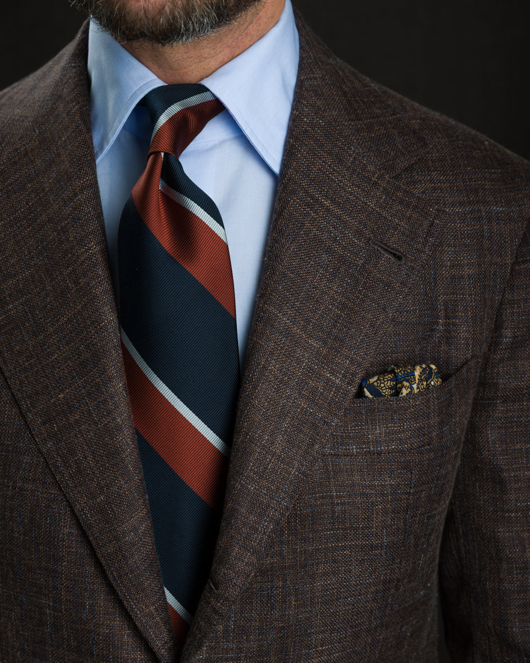 Paisley Motif Wool / Silk Pocket Square - Forest / Gold - 40x40cm