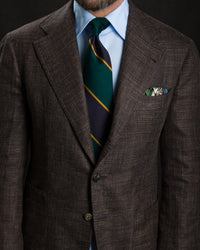 Japanese Repp Stripe Silk Tie - Forest / Eggplant