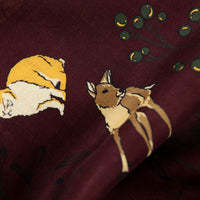 Animal Printed Wool / Silk Scarf - Burgundy