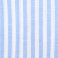 Cotton / Linen Semi Spread Shirt - White / Light Blue - Butcher Stripe