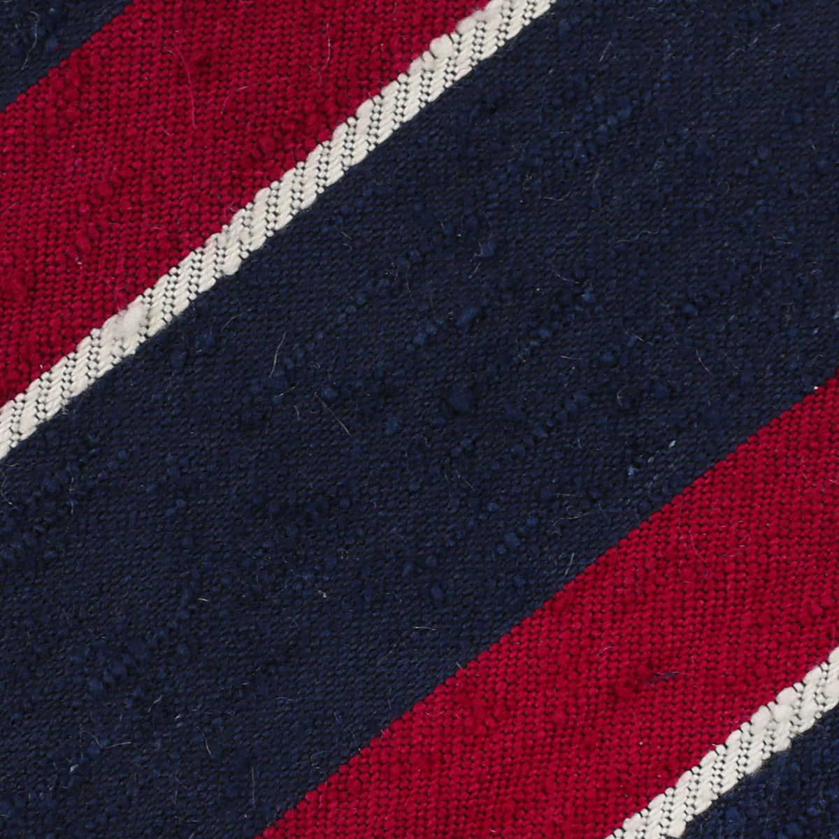 Striped Shantung Bespoke Tie - Navy / Red / White