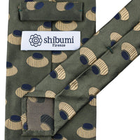 Geometrical Jacquard Silk Tie - Olive - Hand-Rolled