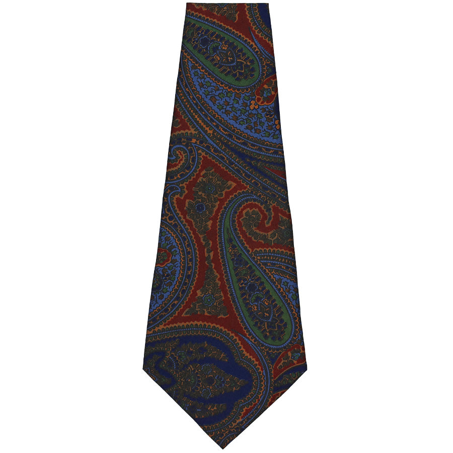 Ancient Madder Silk Bespoke Tie - Navy / Burgundy / Madder Blue