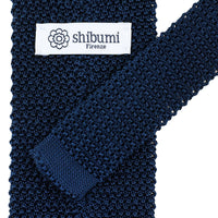 V-Point Knit Tie - Navy - Silk