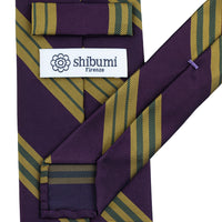 Japanese Repp Stripe Silk Tie - Purple / Yellow