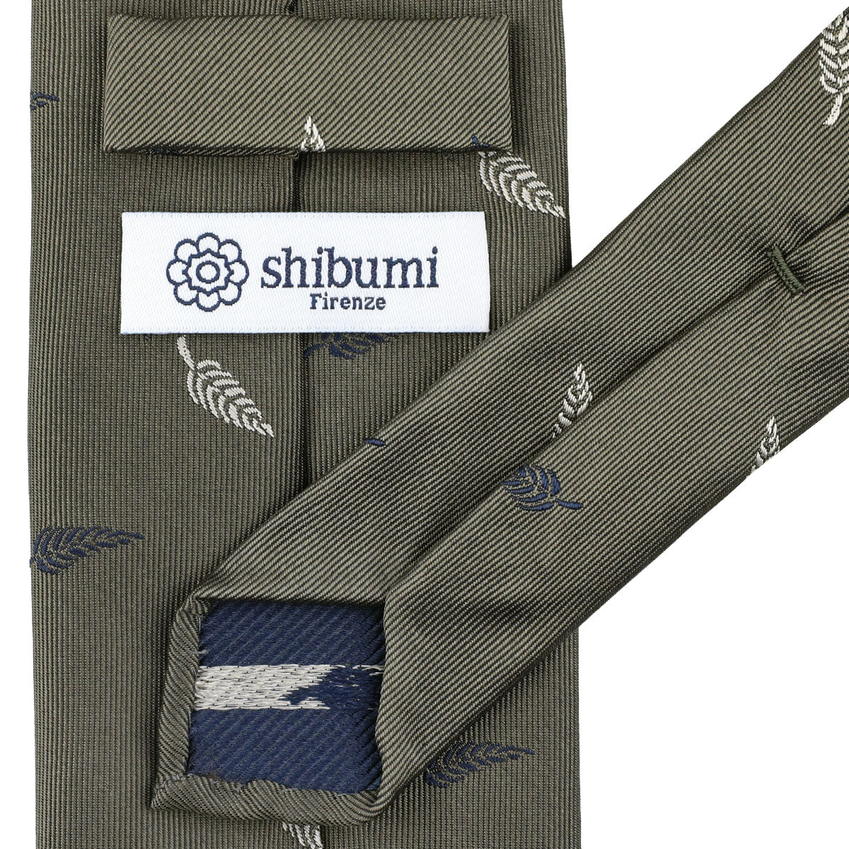 Floral Jacquard Silk Tie - Army - Hand-Rolled