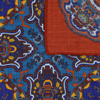 Animal Motif Wool / Silk Pocket Square - Rust - 40x40cm