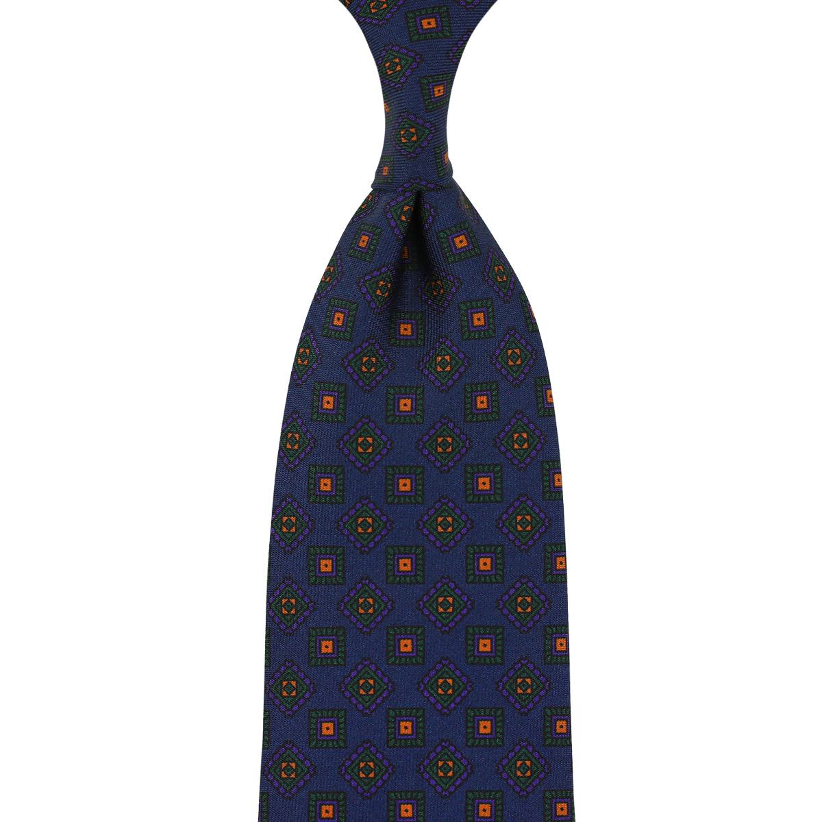 Ancient Madder Silk Tie - Navy - Hand-Rolled