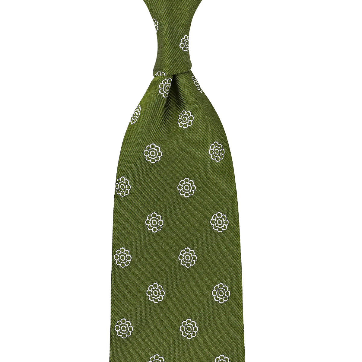 Shibumi-Flower Japanese Jacquard Silk Tie - Olive