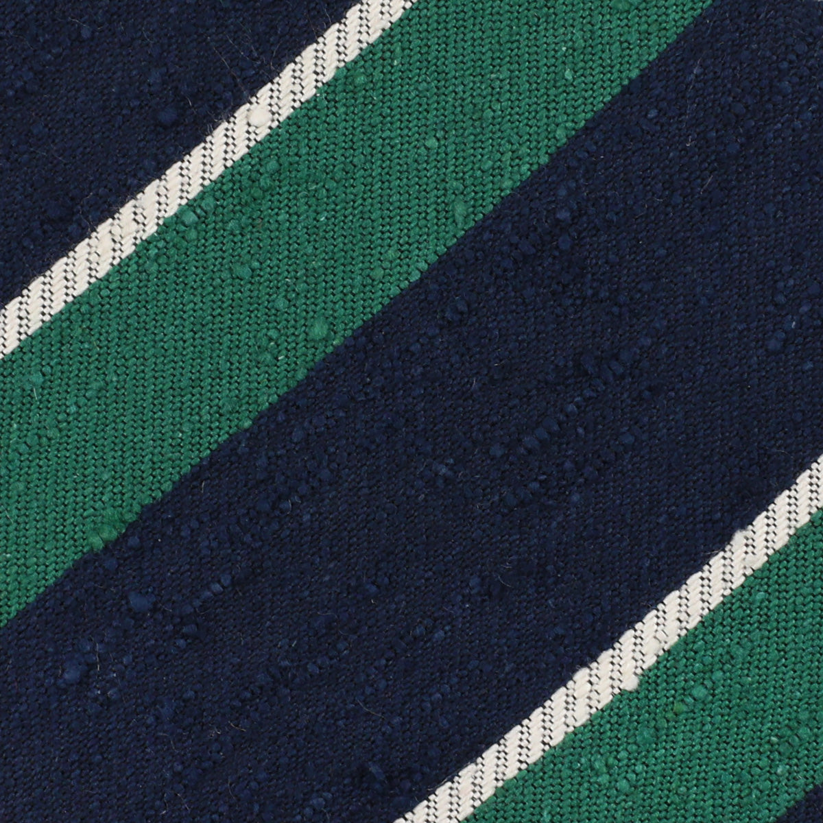 Striped Shantung Bespoke Tie - Green / Navy / White