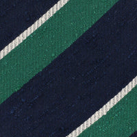 Striped Shantung Bespoke Tie - Green / Navy / White