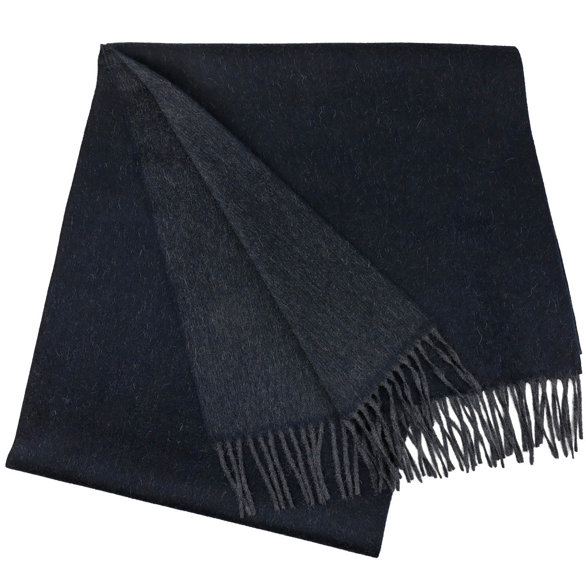 Double-Face Zibellino Cashmere Scarf - Navy / Grey