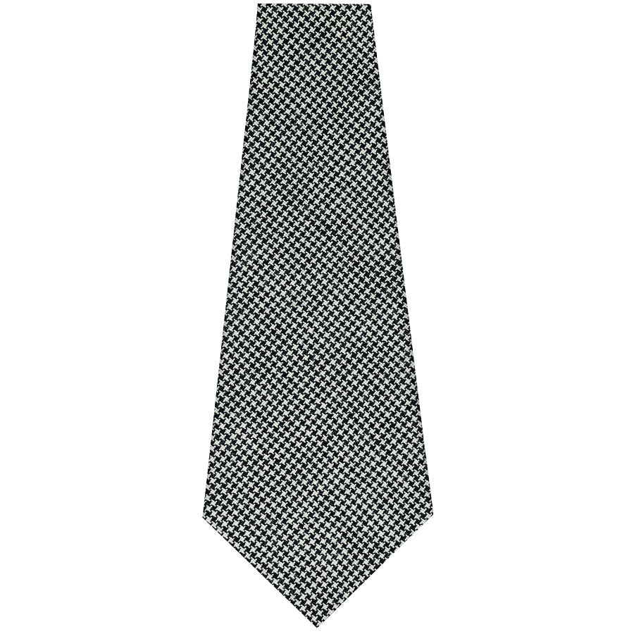 Dugdale Houndstooth Bespoke Wool Tie - Black / White