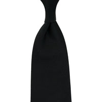 Plain Repp Silk Tie - Black - Hand-Rolled