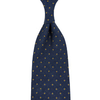 Shibumi-Flower Printed Linen Tie - Navy - Hand-Rolled