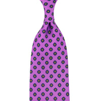 Shibumi-Flower Printed Silk Tie - Lilac - Hand-Rolled