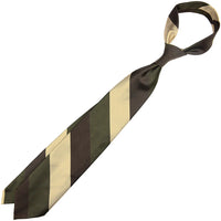 Triple Block Stripe Silk Tie - Brown / Olive / Beige - Handrolled