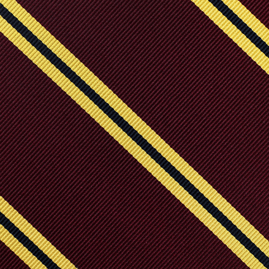 Japanese Repp Stripe Silk Tie - Burgundy - Hand-Rolled