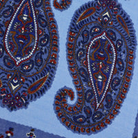 Paisley Motif Wool / Silk Pocket Square - Sky - 40x40cm