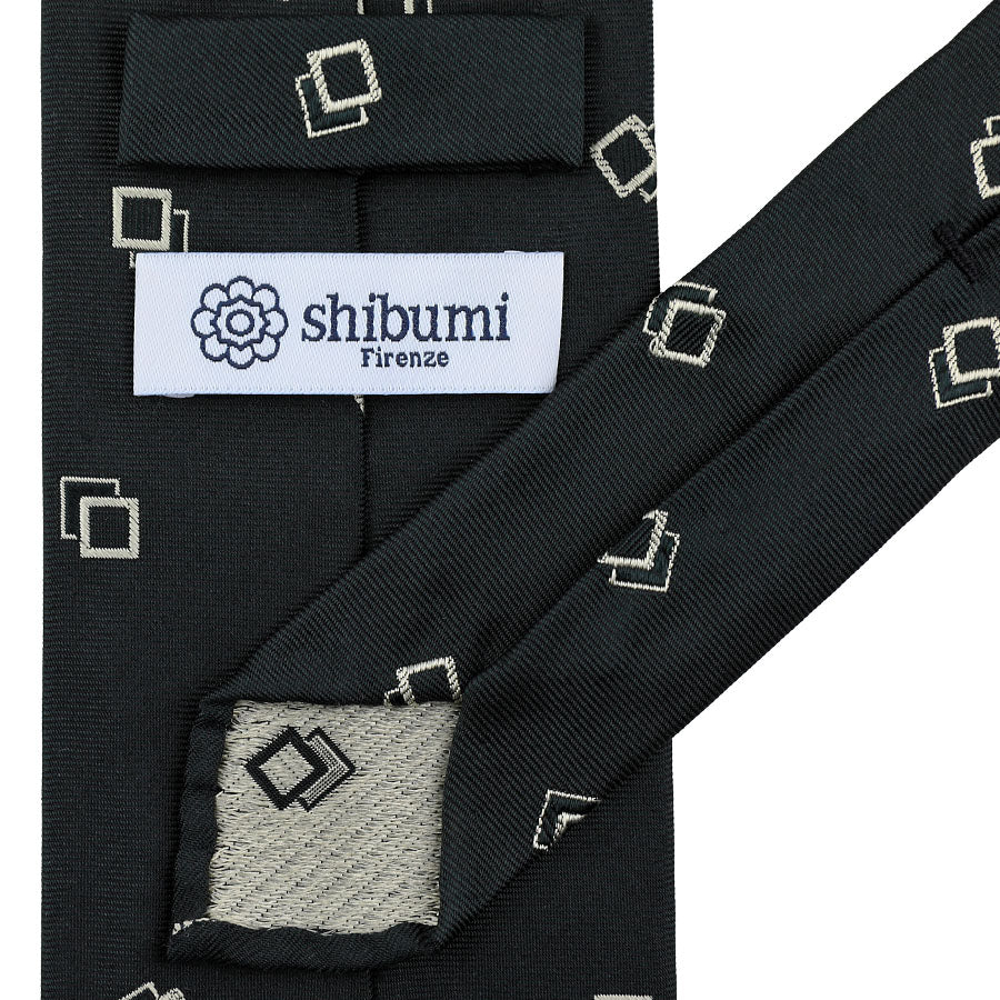 Geometrical Jacquard Silk Tie - Black