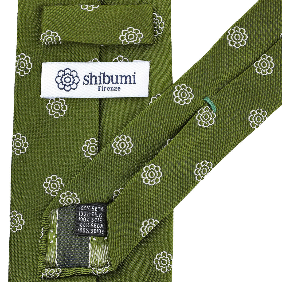Shibumi-Flower Japanese Jacquard Silk Tie - Olive