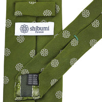 Shibumi-Flower Japanese Jacquard Silk Tie - Olive