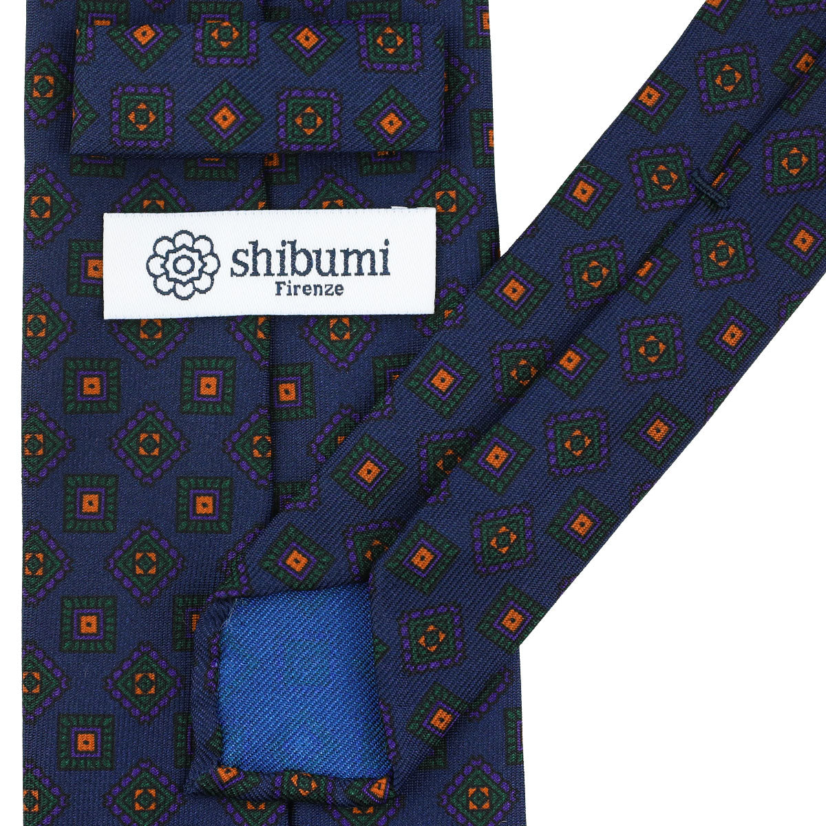 Ancient Madder Silk Tie - Navy - Hand-Rolled